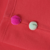 Памучен панталон с плюшени апликации за бебе, червен Benetton 213745 3