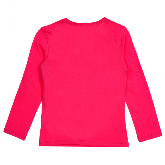 Памучна блуза с дълъг ръкав и надписи, розова Benetton 213975 4