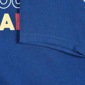 Памучна блуза с къс ръкав и цветен надпис, синя Benetton 213981 3