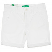 Памучни къси панталони с подгънати крачоли, бели Benetton 213987 