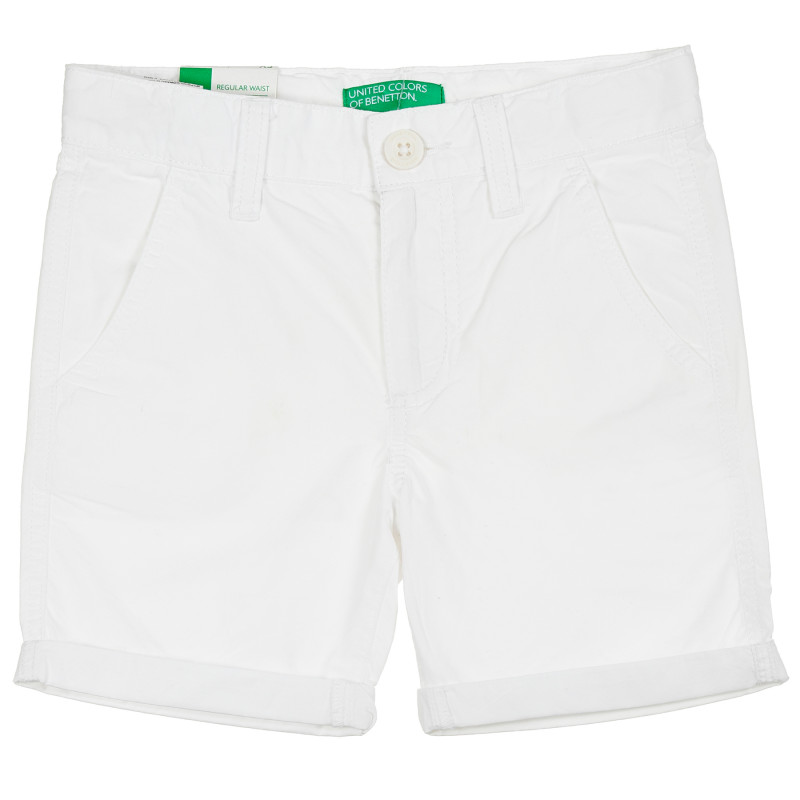 Памучни къси панталони с подгънати крачоли, бели  213987