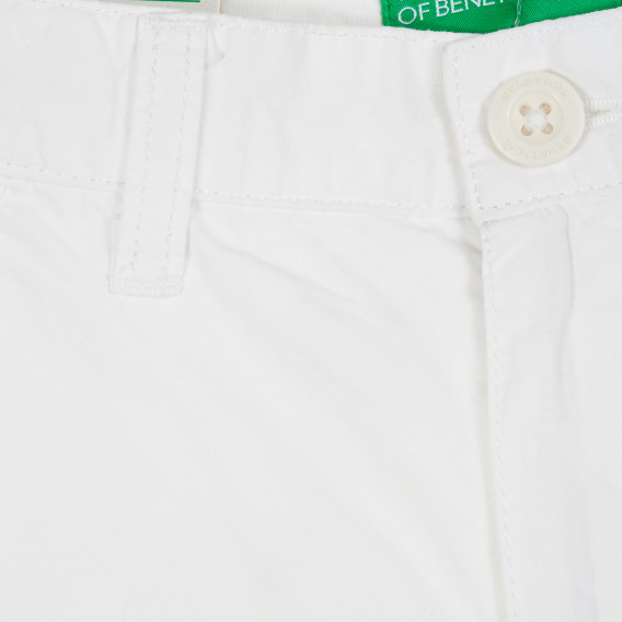 Памучни къси панталони с подгънати крачоли, бели Benetton 213988 2
