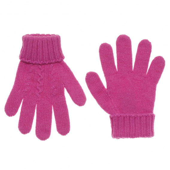 Зимни ръкавици с релефна плетка, розови Benetton 214344 