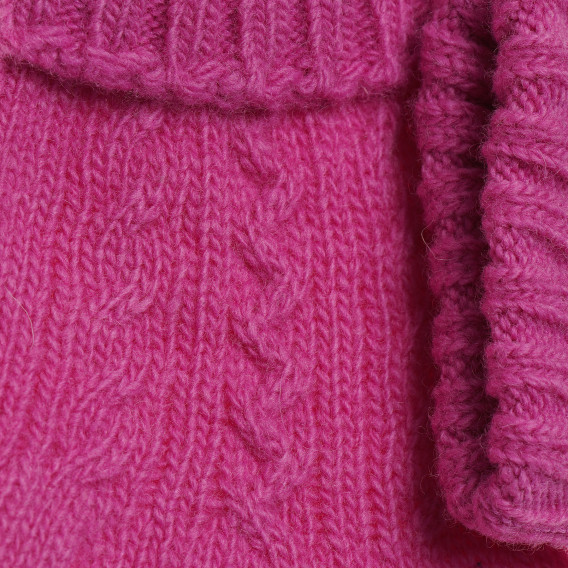 Зимни ръкавици с релефна плетка, розови Benetton 214345 2