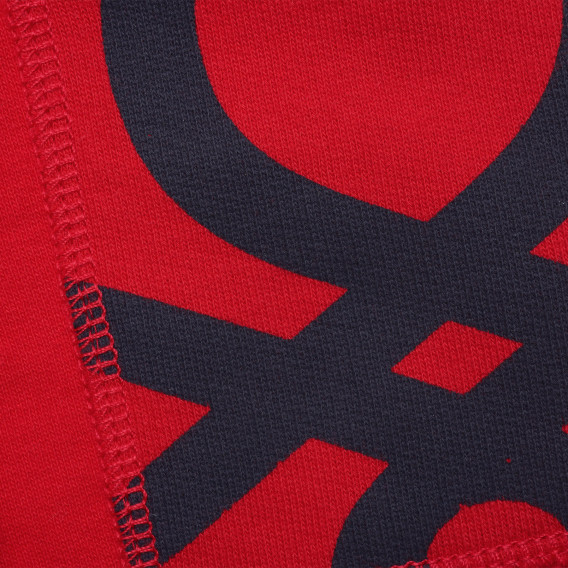 Памучен дълъг панталон с логото на бранда, червен Benetton 214433 3