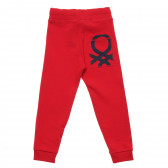 Памучен дълъг панталон с логото на бранда, червен Benetton 214434 4