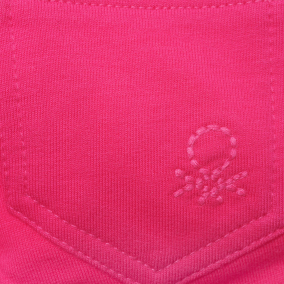 Памучен панталон с бродирано лого на бранда, розов Benetton 214441 3