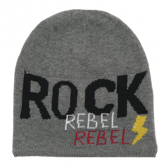 Зимна шапка с надпис Rock rebel. Benetton 214570 