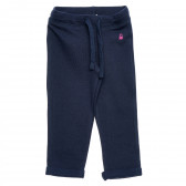 Памучни панталони с розово лого на марката, сини Benetton 214602 