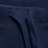 Памучни панталони с розово лого на марката, сини Benetton 214603 2