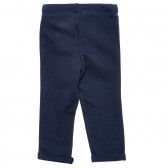 Памучни панталони с розово лого на марката, сини Benetton 214633 4