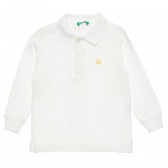 Памучна блуза с дълъг ръкав и логото на марката за бебе, бяла Benetton 214764 