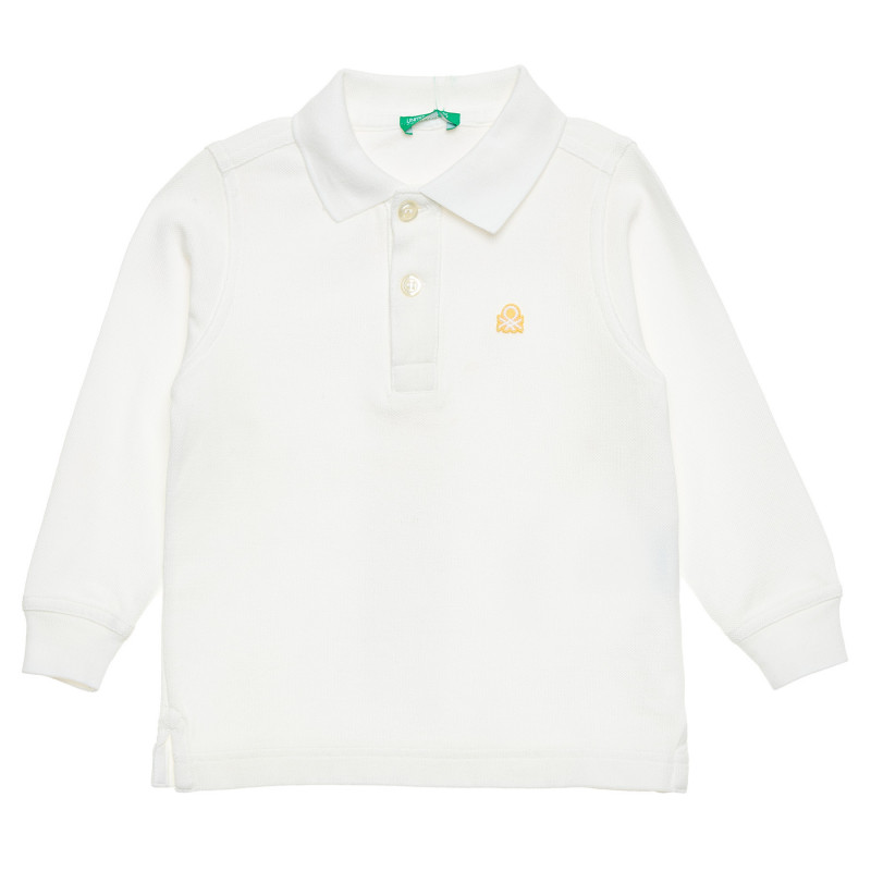 Памучна блуза с дълъг ръкав и логото на марката за бебе, бяла  214764