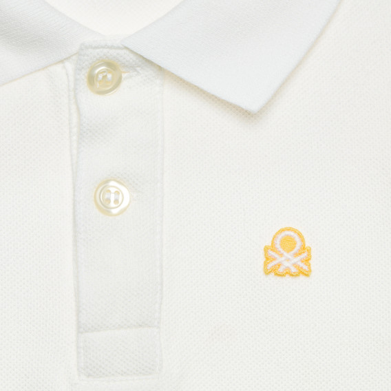 Памучна блуза с дълъг ръкав и логото на марката за бебе, бяла Benetton 214765 2
