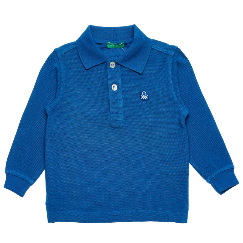 Памучна блуза с дълъг ръкав и логото на марката, синя  214768