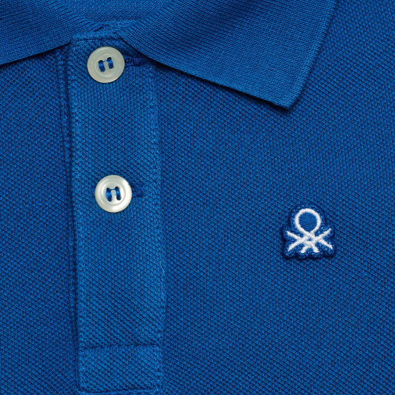 Памучна блуза с дълъг ръкав и логото на марката, синя Benetton 214769 2
