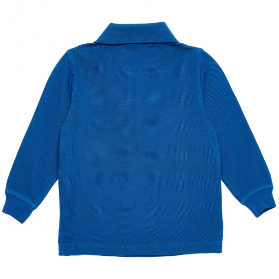 Памучна блуза с дълъг ръкав и логото на марката, синя Benetton 214771 4