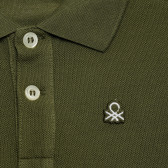 Памучна блуза с дълъг ръкав и логото на марката, тъмно зелена Benetton 214781 2