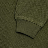 Памучна блуза с дълъг ръкав и логото на марката, тъмно зелена Benetton 214782 3