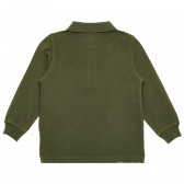 Памучна блуза с дълъг ръкав и логото на марката, тъмно зелена Benetton 214783 4