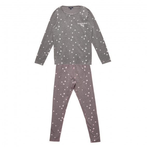 Пижама с принт на звезди в сиво и розово KIABI 215540 