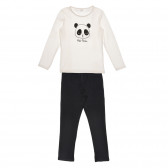 Памучна пижама с принт на панда в бяло и черно KIABI 215557 2