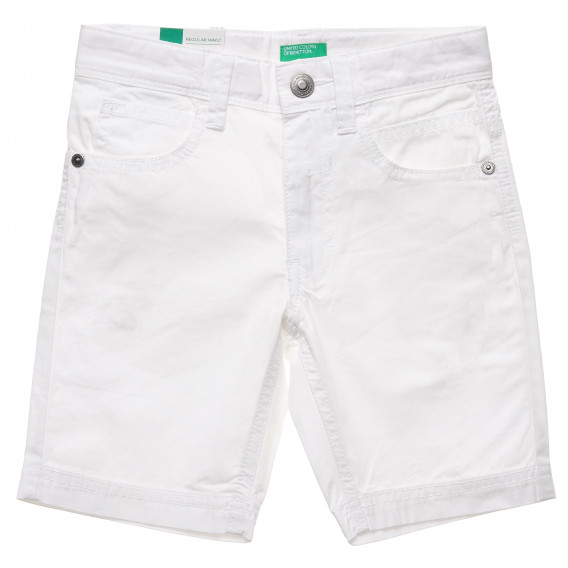 Памучен къс панталон, бял Benetton 215680 