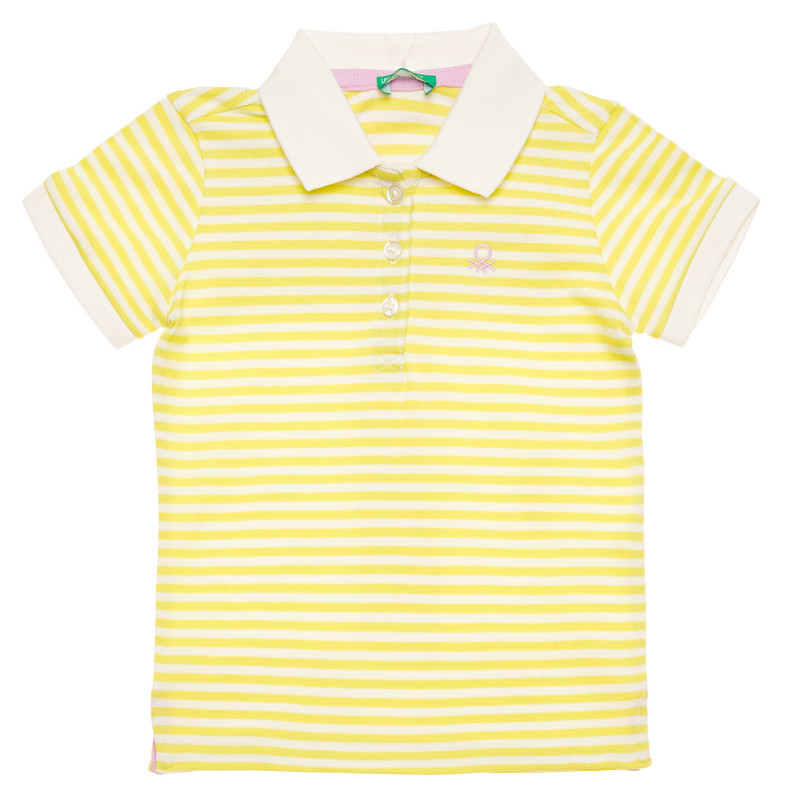 Памучна блуза с къс ръкав и логото на марката, многоцветна  215735