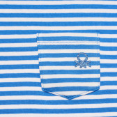 Памучна блуза с къс ръкав и логото на марката в бяло и синьо Benetton 215768 2