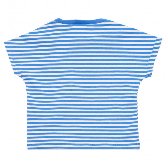 Памучна блуза с къс ръкав и логото на марката в бяло и синьо Benetton 215770 4