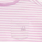Памучна блуза с къс ръкав и логото на марката в бяло и лилаво Benetton 215772 2