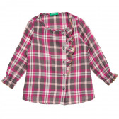 Памучна карирана риза, лилава Benetton 215779 