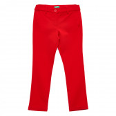 Еластичен панталон с декоративни джобове, червен Benetton 215791 