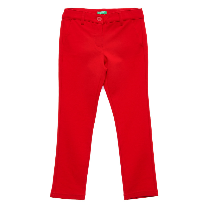Еластичен панталон с декоративни джобове, червен  215791
