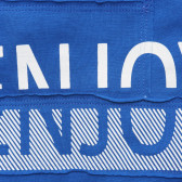 Памучна блуза с дълъг ръкав и надпис Enjoyed, синя Benetton 215804 2