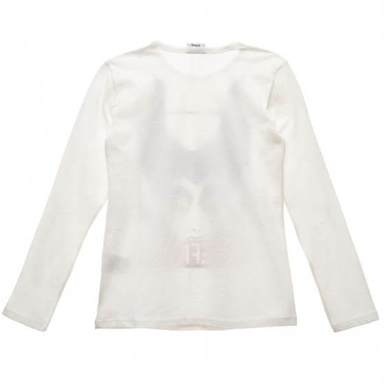 Памучна блуза с дълъг ръкав, бяла Benetton 215817 4