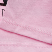 Памучна блуза с дълъг ръкав и графичен принт, розова Benetton 215827 3
