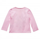 Памучна блуза с дълъг ръкав и графичен принт, розова Benetton 215828 4
