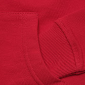 Памучен суитшърт с бродирано лого за бебе, червен Benetton 215926 3