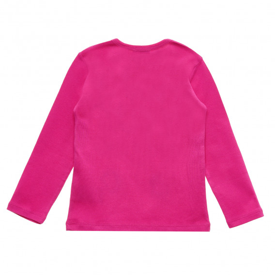 Памучна блуза с надпис на бранда за бебе, розова Benetton 215990 4