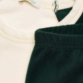 Поларена пижама в бяло и зелено за бебе Benetton 216010 5