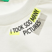 Памучна блуза с дълъг ръкав и надпис, бяла Benetton 216088 2