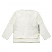 Памучна блуза с дълъг ръкав и надпис, бяла Benetton 216090 4
