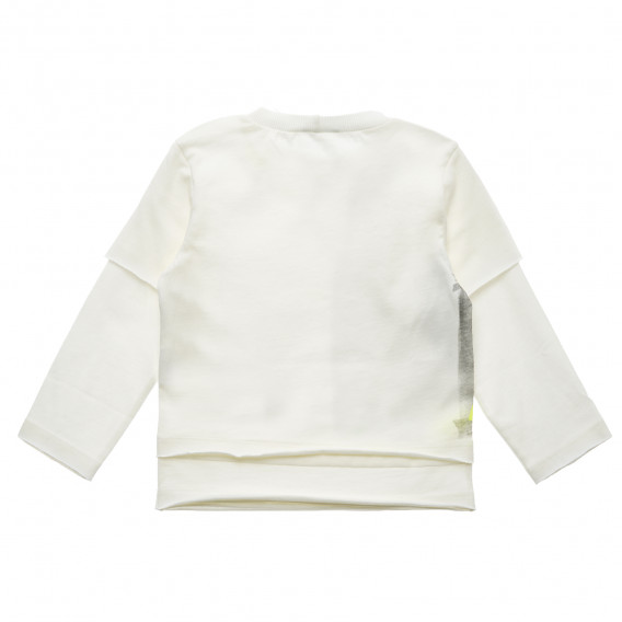 Памучна блуза с дълъг ръкав и надпис, бяла Benetton 216090 4
