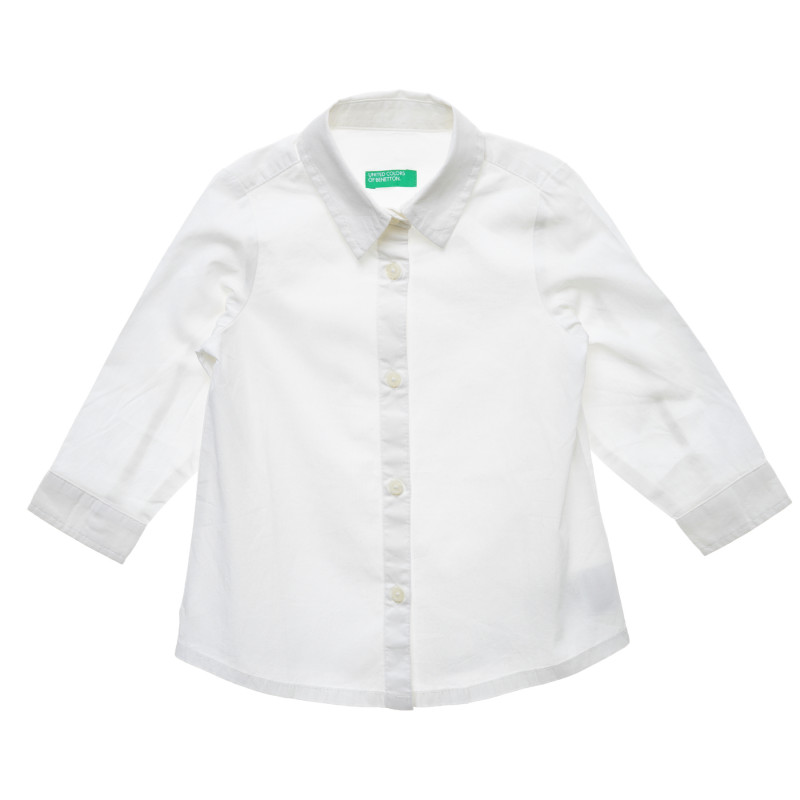 Памучна риза с дълъг ръкав за бебе, бяла  216103