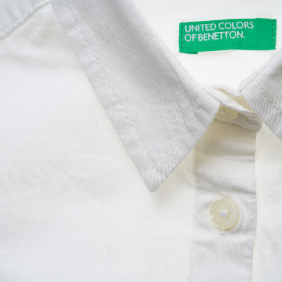 Памучна риза с дълъг ръкав за бебе, бяла Benetton 216104 2