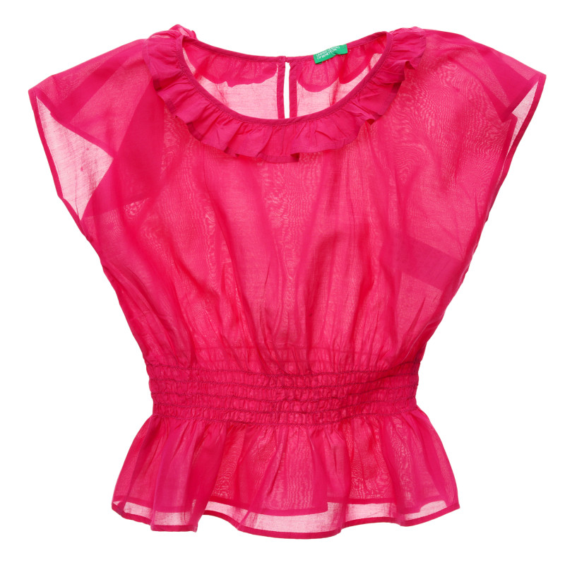 Блуза с къс ръкав и ластик на талията, розова  216111