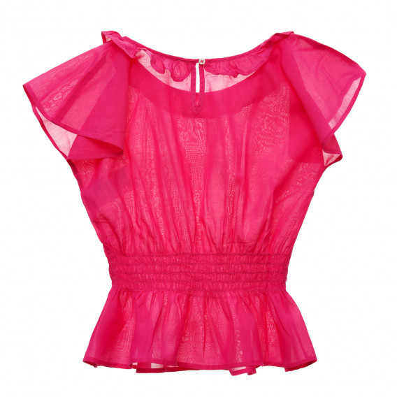 Блуза с къс ръкав и ластик на талията, розова Benetton 216114 4