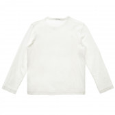 Памучна блуза с дълъг ръкав и надпис Racing, бяла Benetton 216126 4