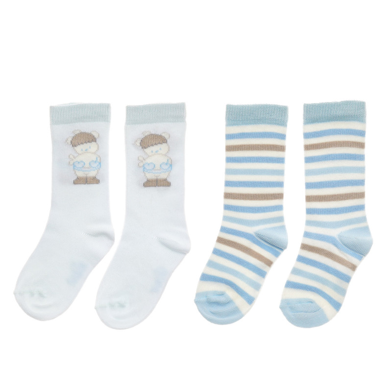 Комплект чорапи за бебе момче с апликация и на райе  216255